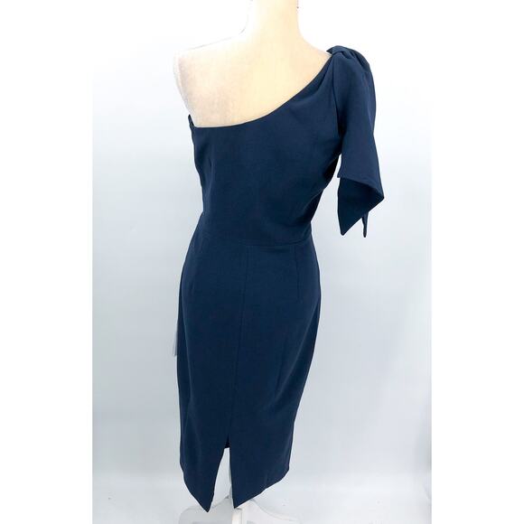 DRESS THE POPULATION Tiffany One Shoulder Sheath Dress Large Midnight Blue NWT - Picture 6 of 9